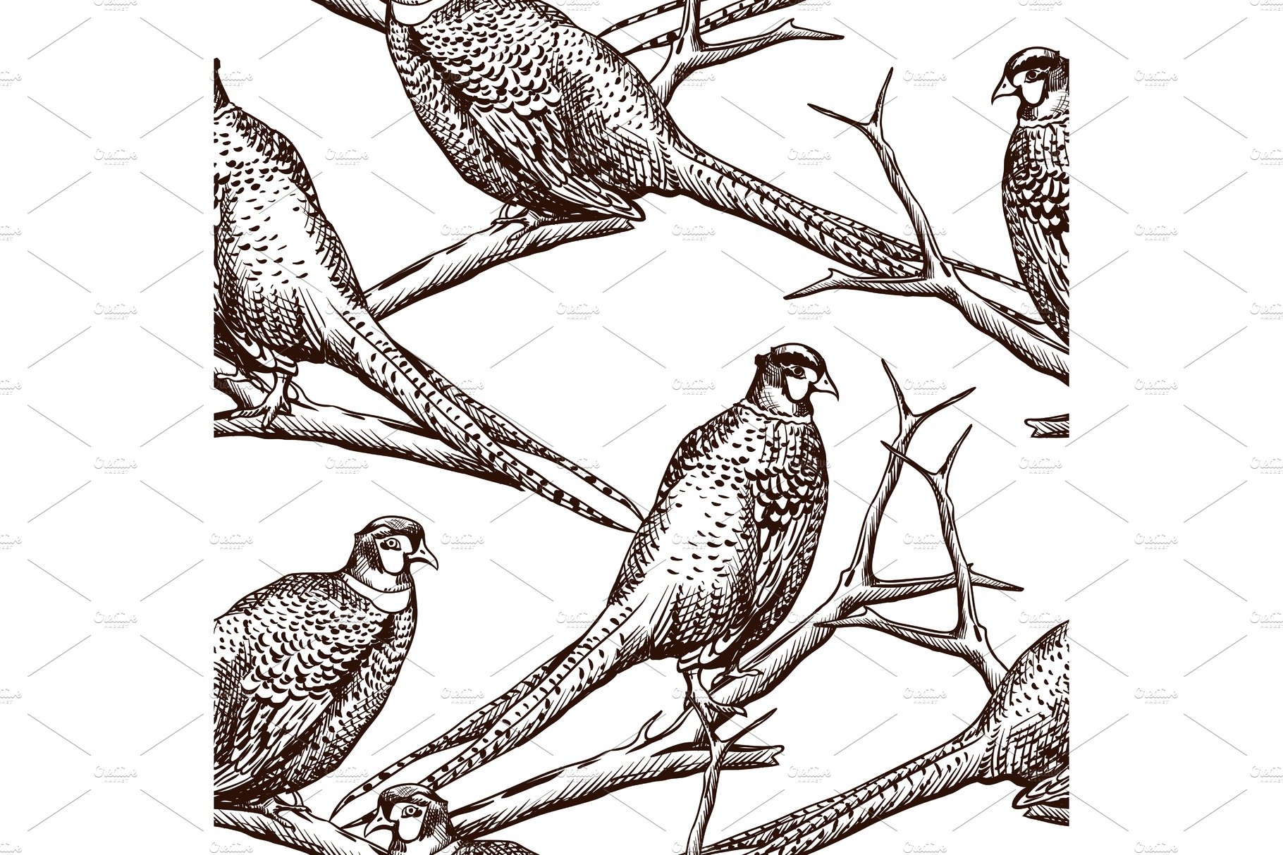Seamless pattern with pheasants. cover image.
