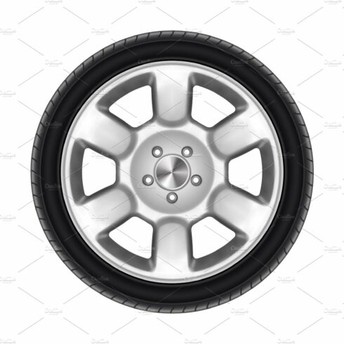 Auto wheel isolated or black car cover image.