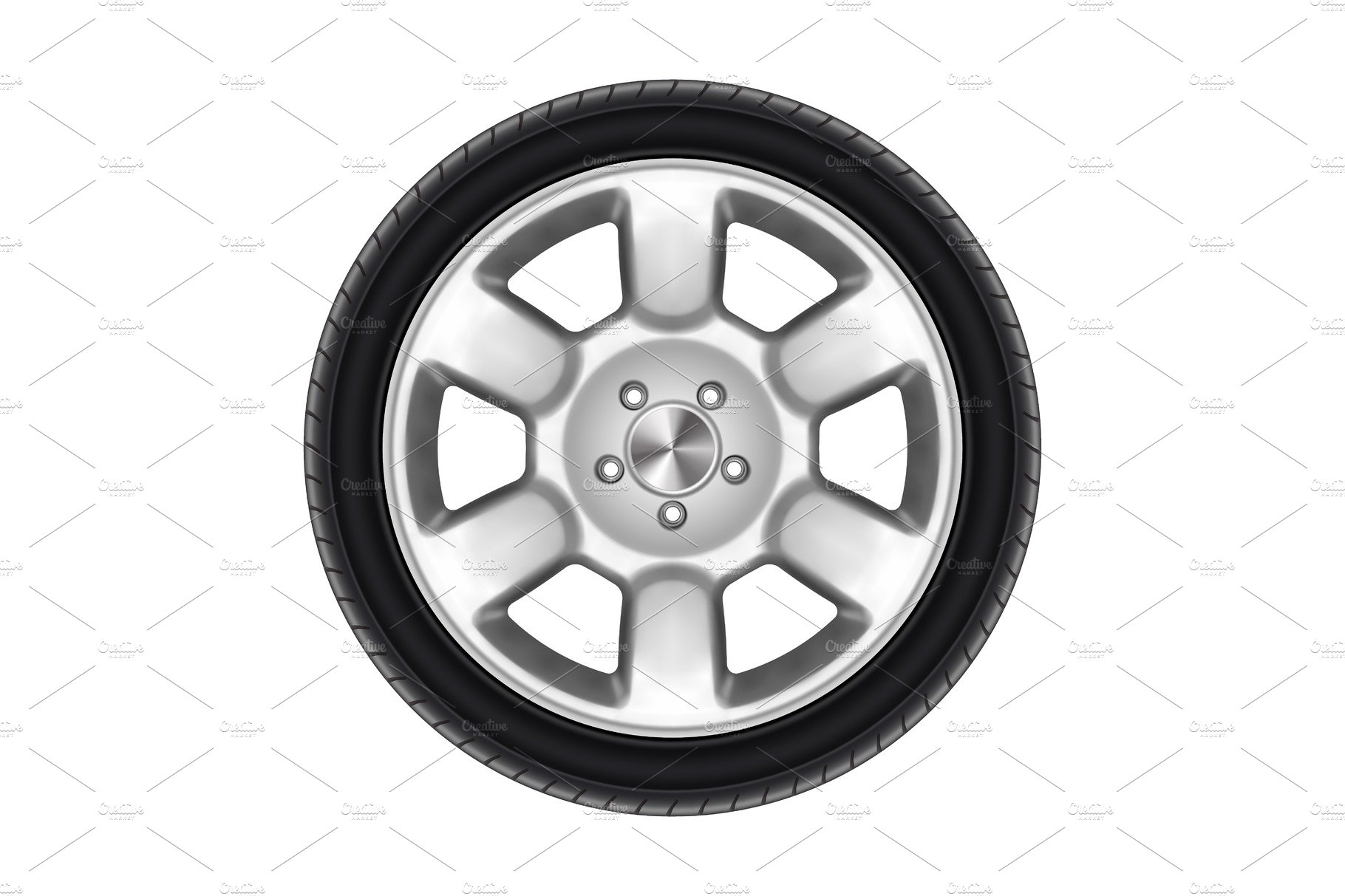 Auto wheel isolated or black car cover image.
