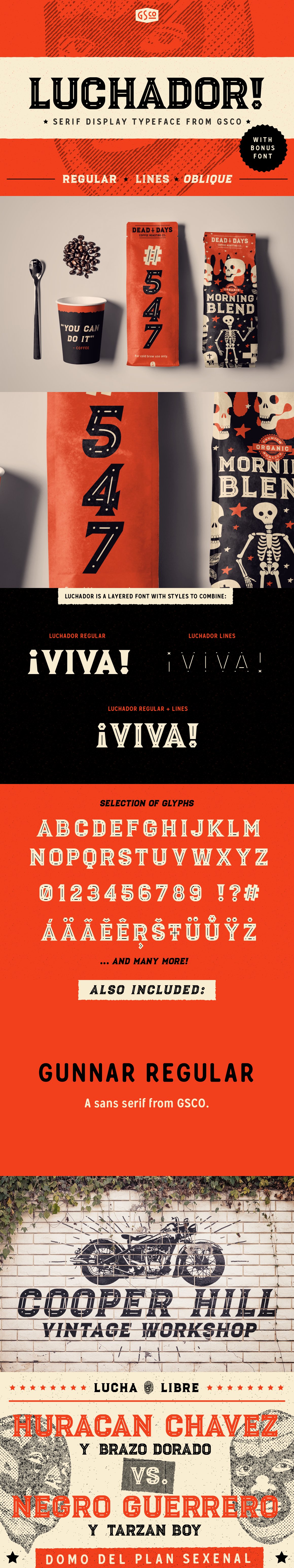 Luchador - Serif display typeface cover image.