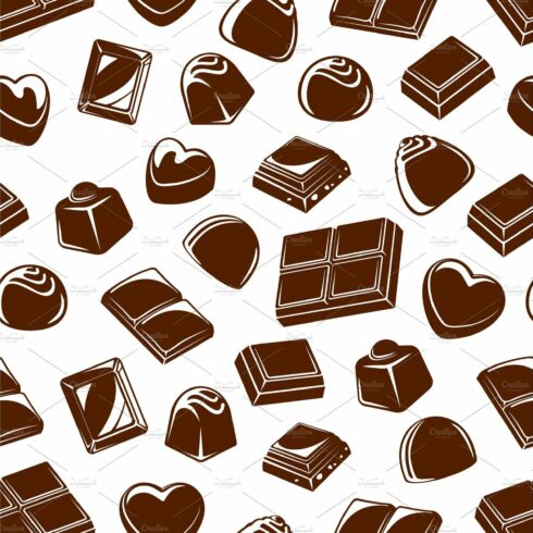 Chocolate candies seamless pattern cover image.