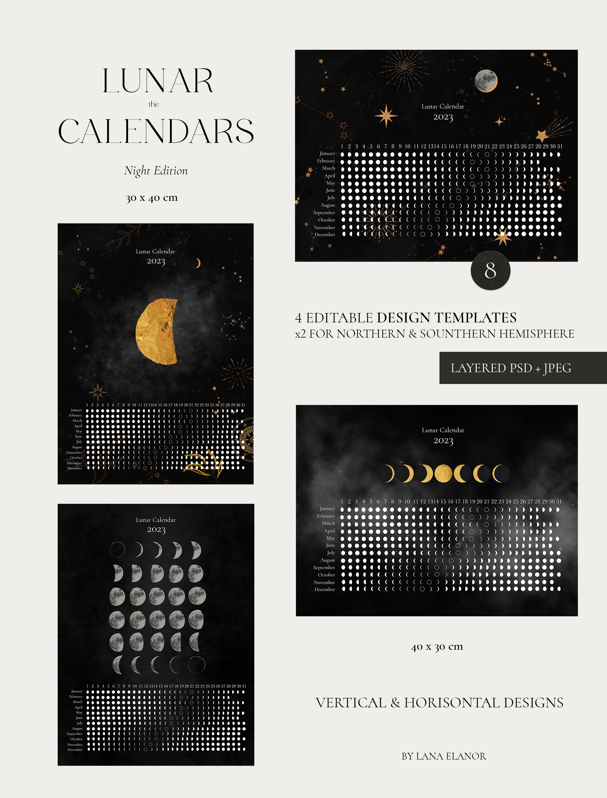 2023 LUNAR CALENDAR - Night Edition preview image.