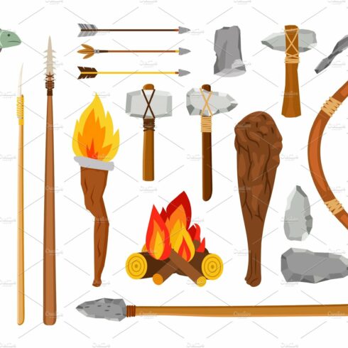 Cartoon stone age tools cover image.