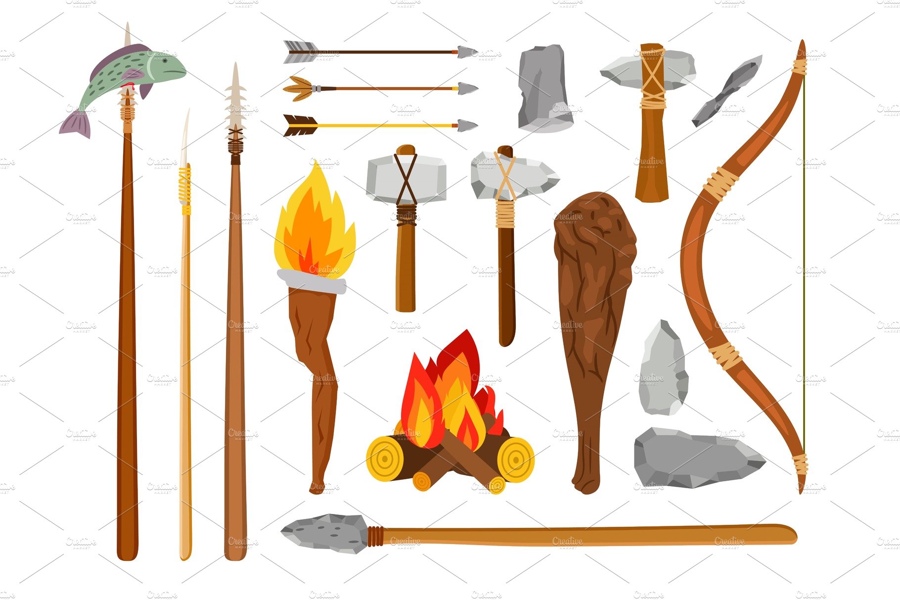 Cartoon stone age tools cover image.