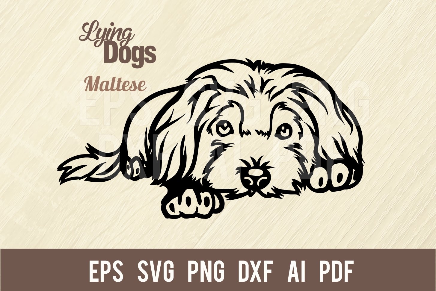 Maltese - Lying Dog Cut SVG Stencil cover image.