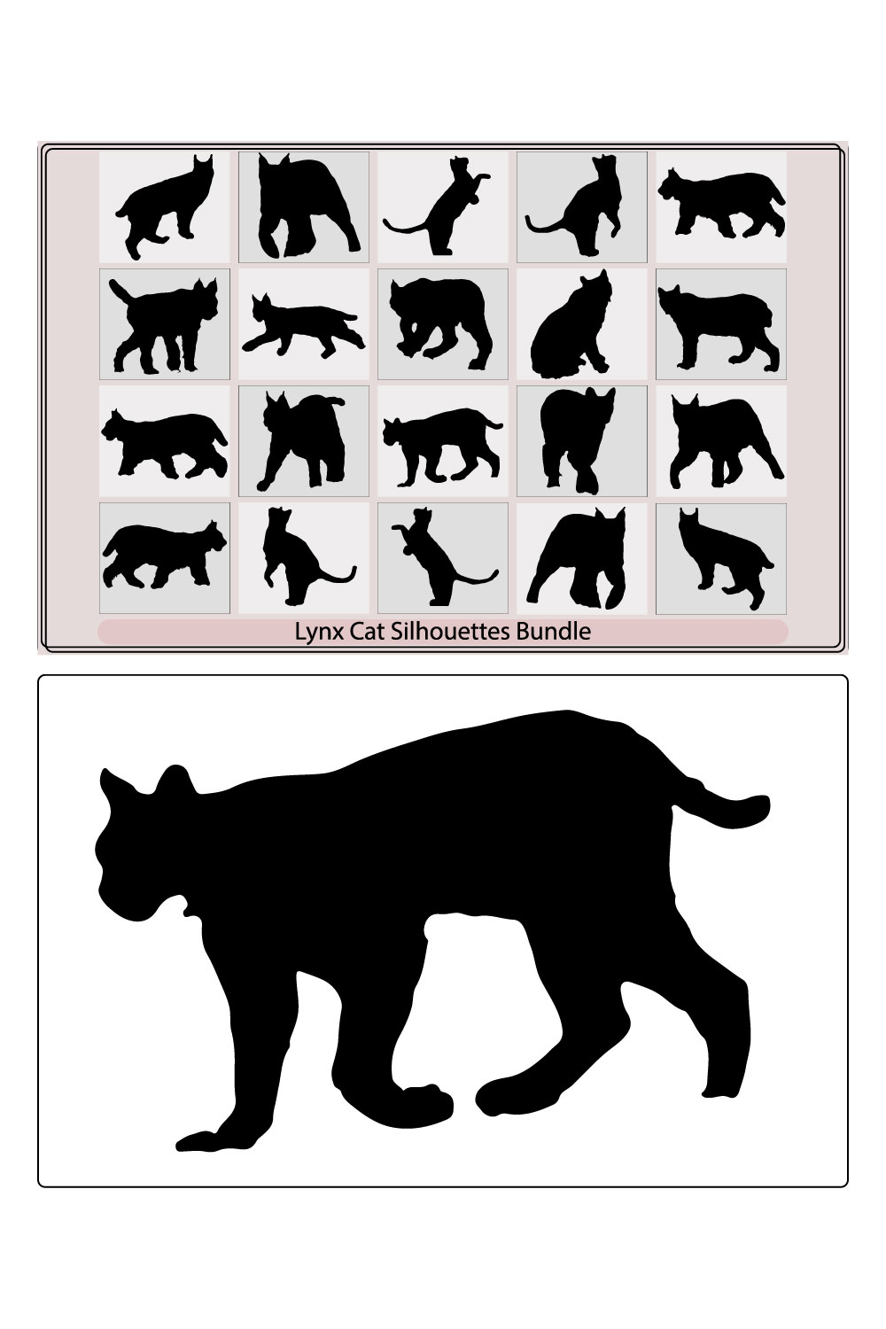 vector abstract lynx cat head logo,Wild cats collection vector silhouette,Vector silhouette of the Lynx pinterest preview image.