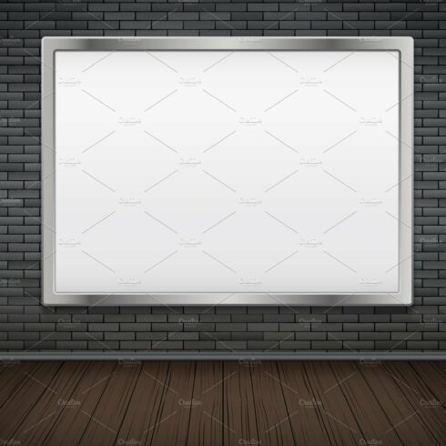 Empty mockup billboard on brick wall cover image.