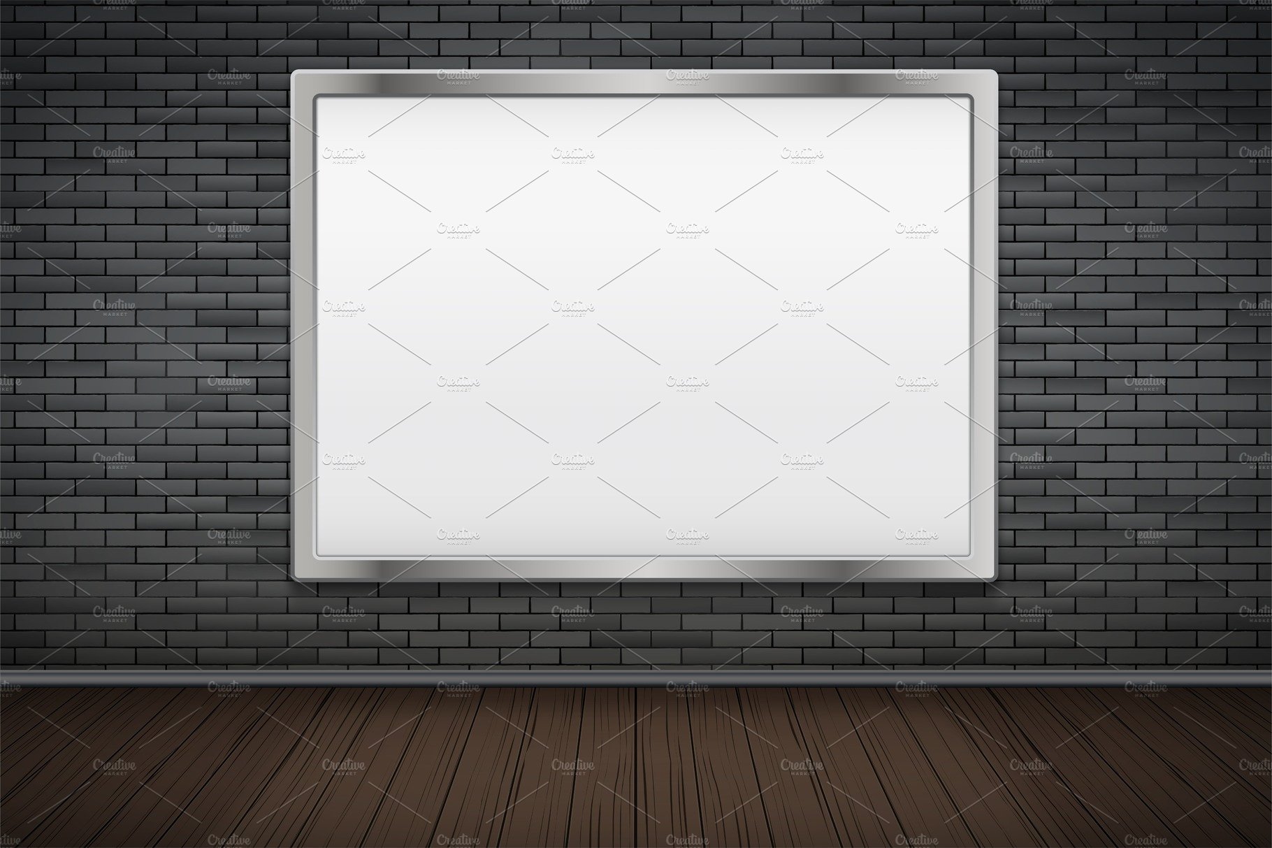 Empty mockup billboard on brick wall cover image.