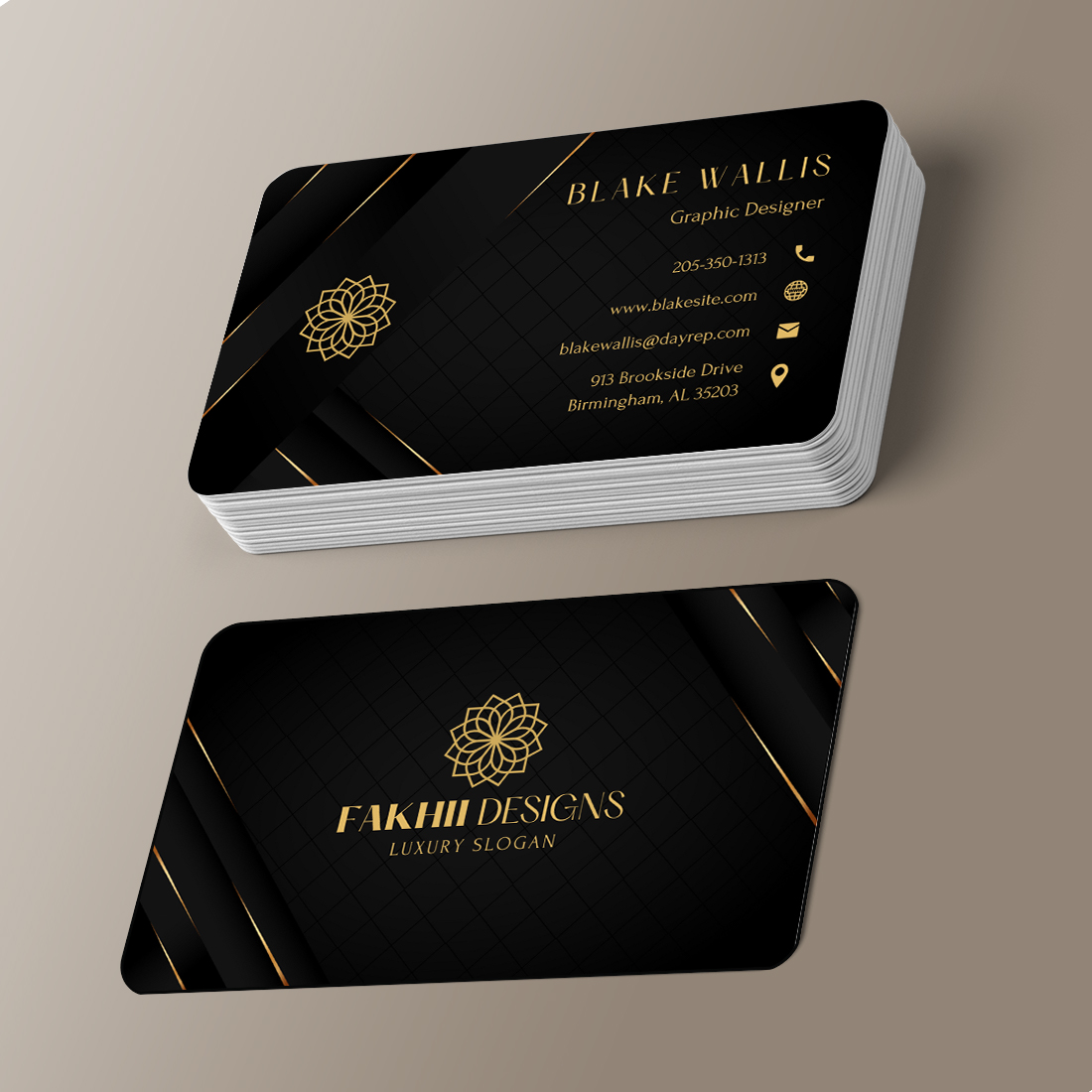 Black & Gold Modern Elegant Business Card Design | Aesthetic Editable Business Card | DIY Business Card | Canva Templates | Canva Business Cards Template | Business Card Template cover image.