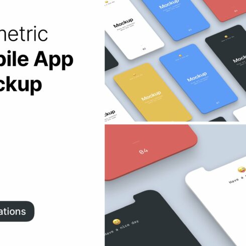 Isometric Mobile App Mockup cover image.