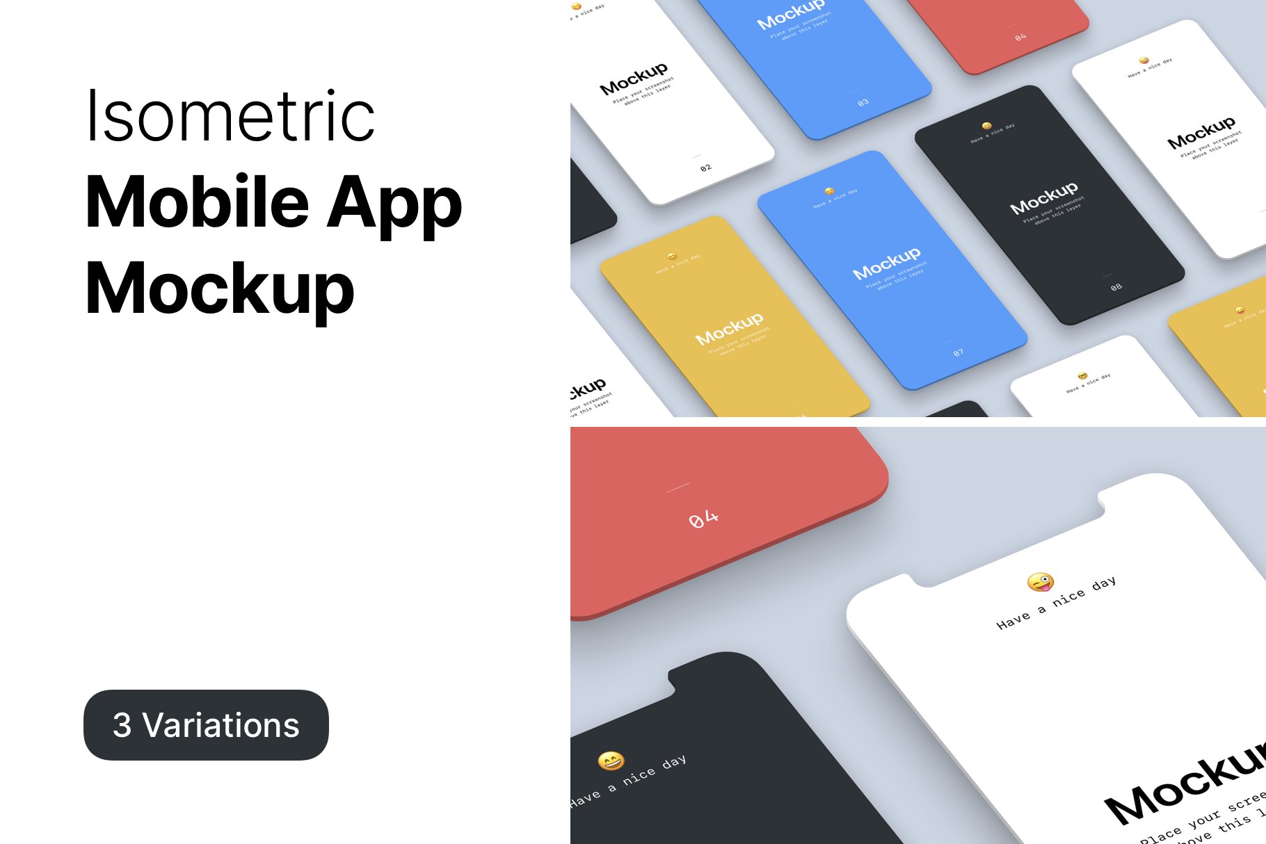 Isometric Mobile App Mockup cover image.