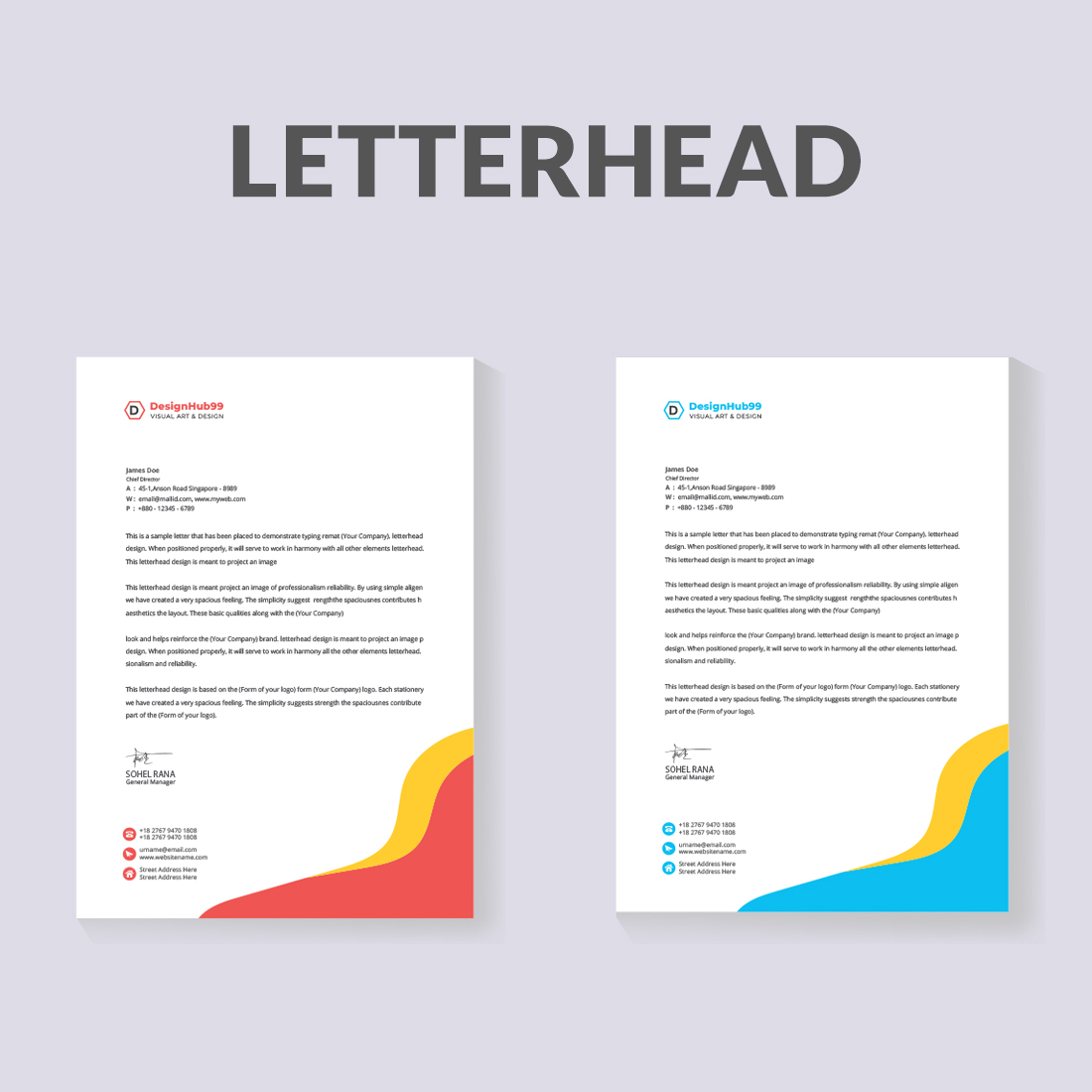 business letterhead design preview image.