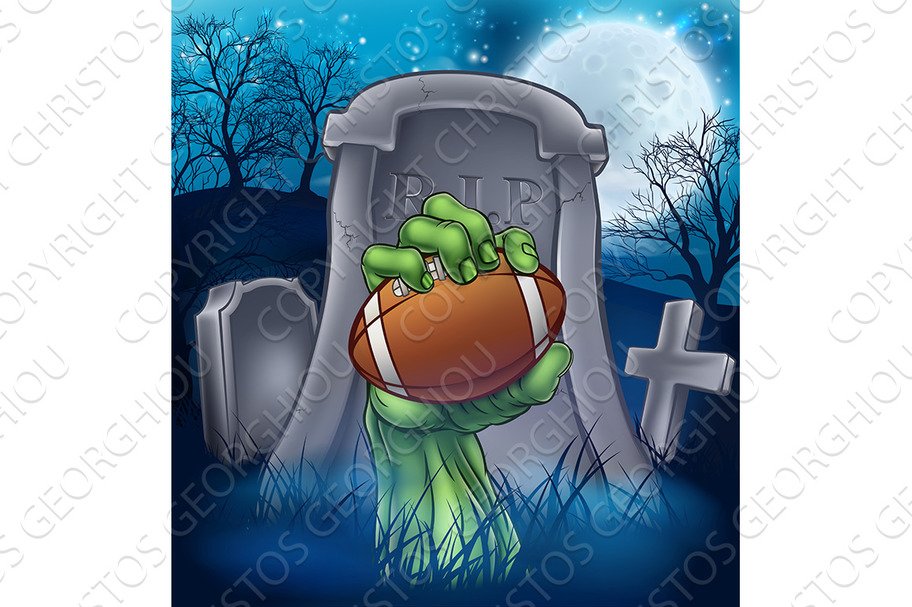 Football Zombie Halloween Graveyard Concept cover image.