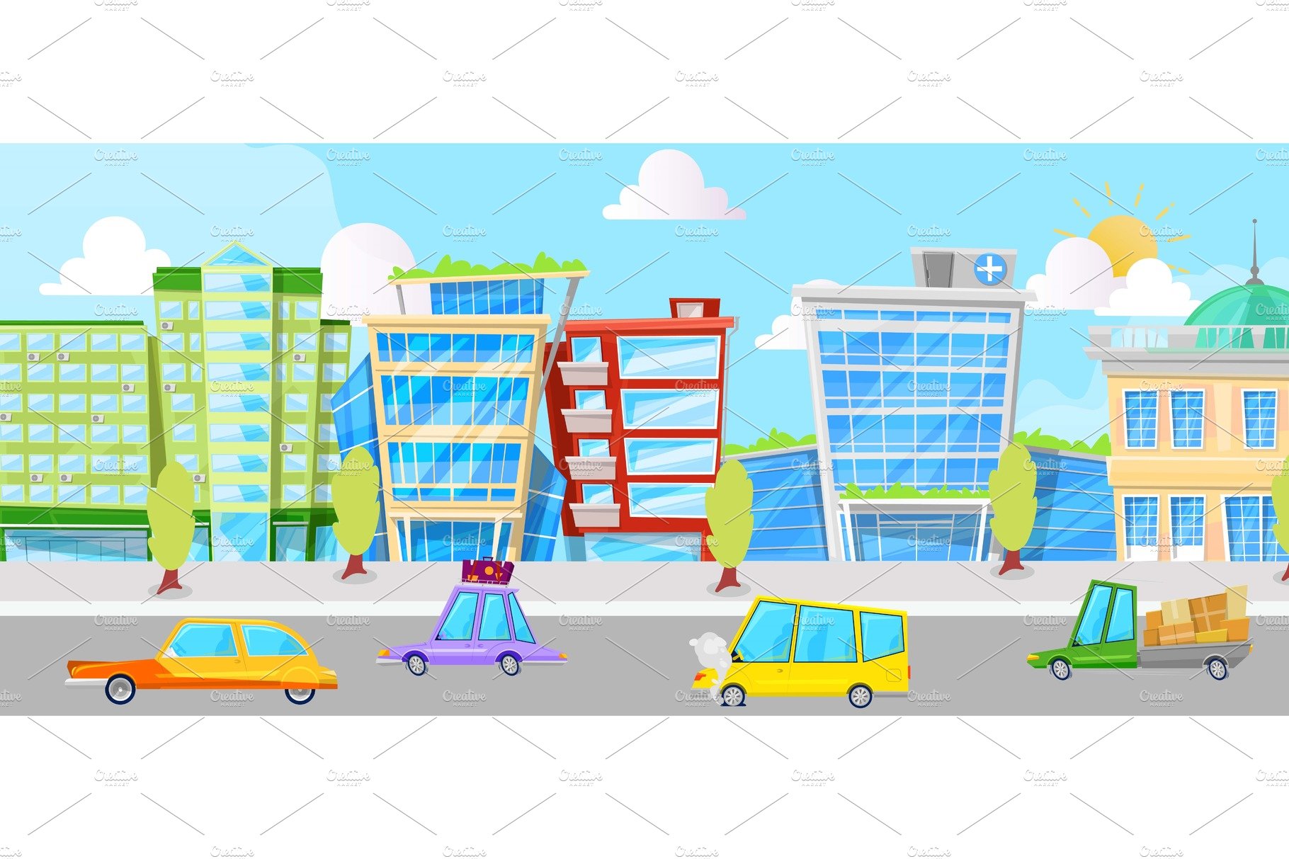 City street with cartoon cars cover image.