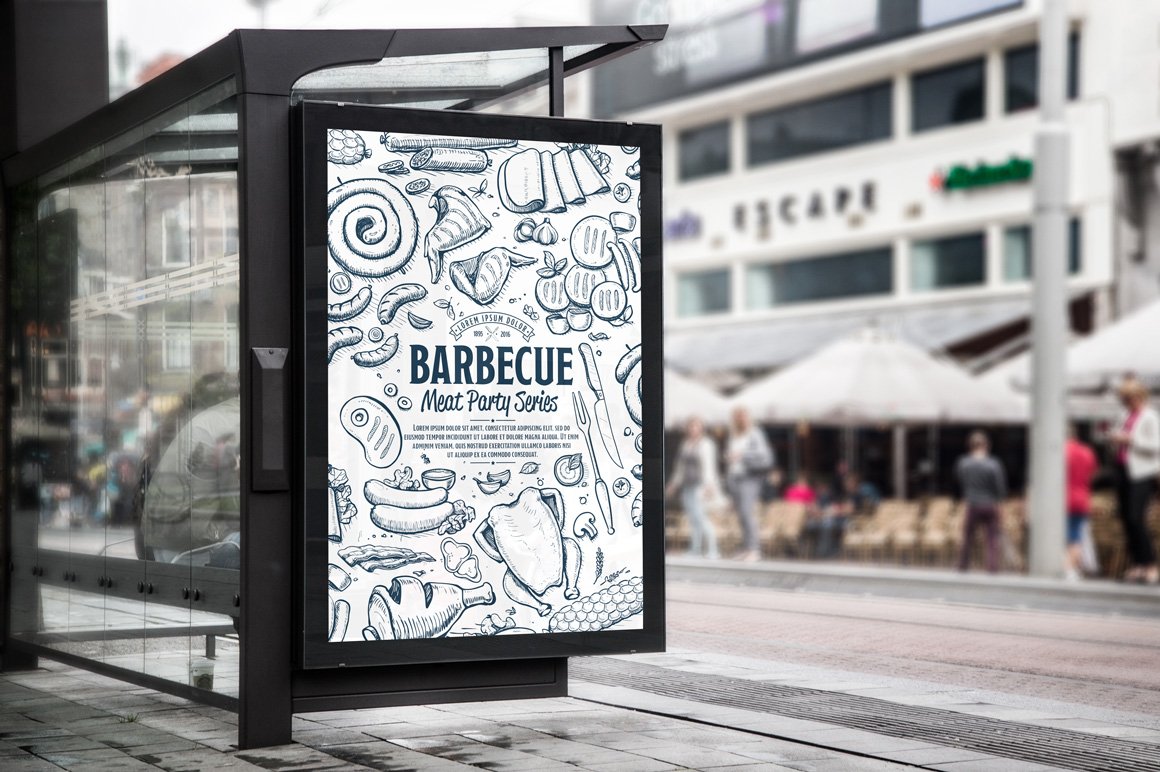 Barbecue hand drawn illustration set preview image.