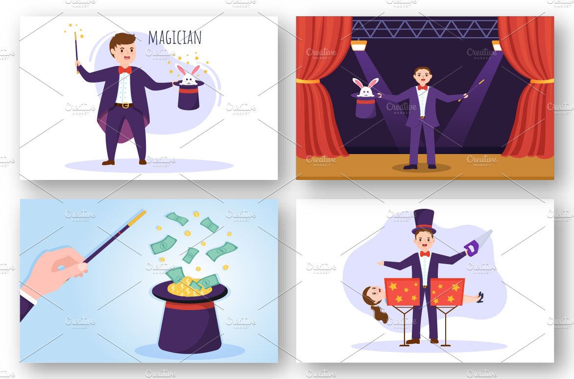 10 Magician Illusionist Illustration preview image.
