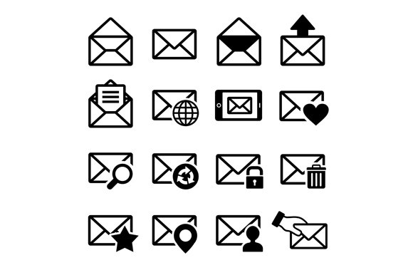 Mail icons set cover image.