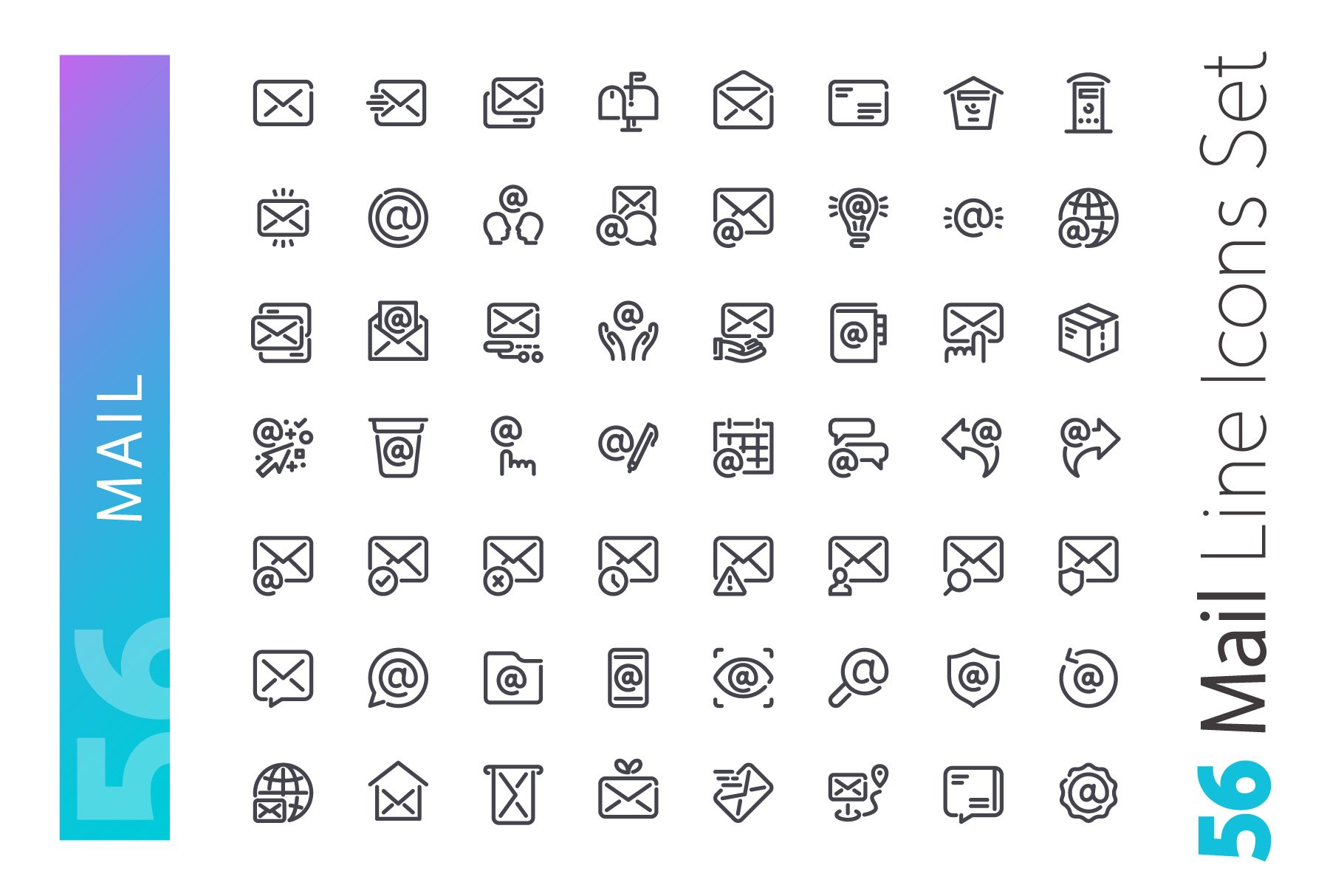Mail Line Icons Set preview image.