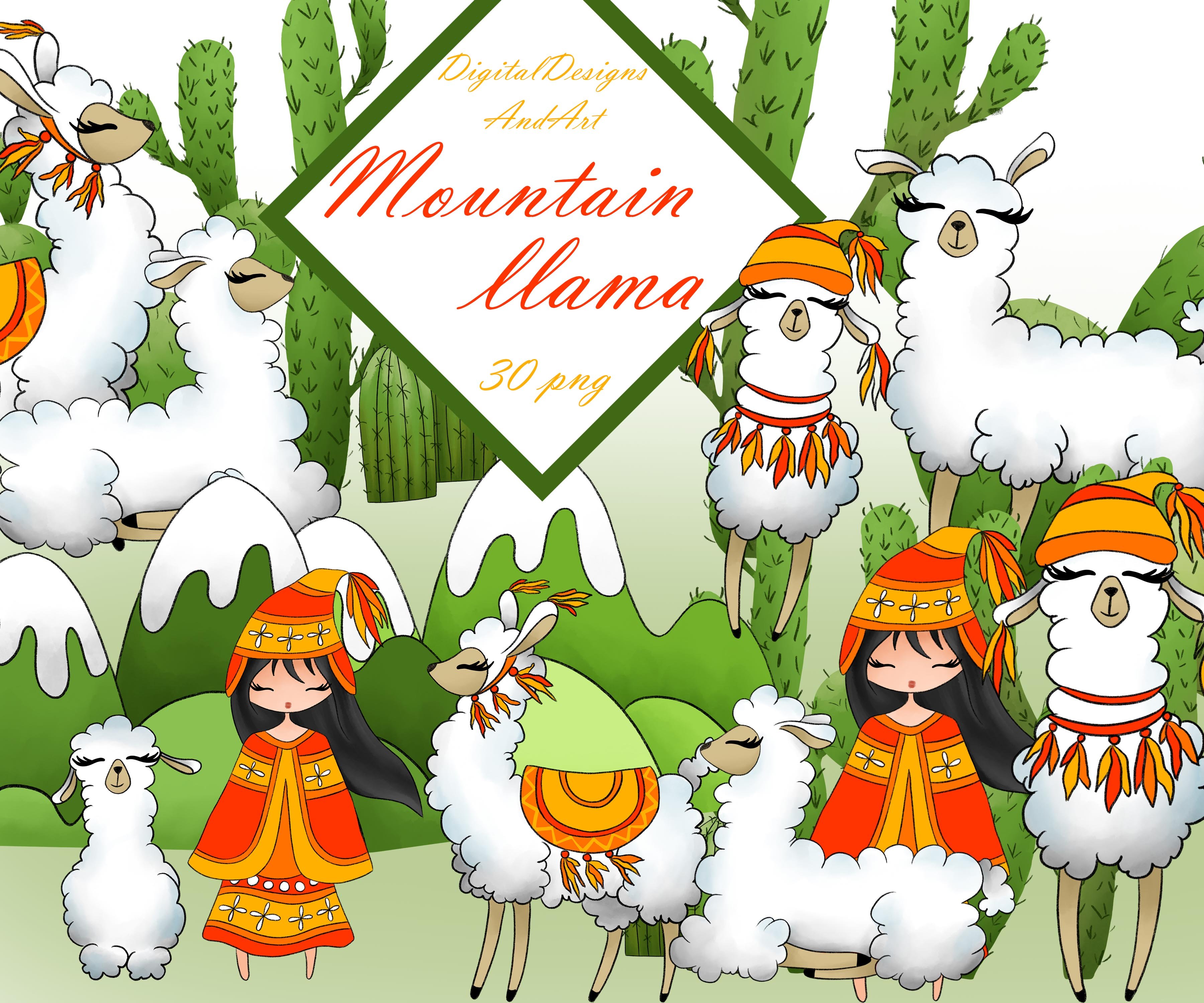 Mountain llama clipart cover image.