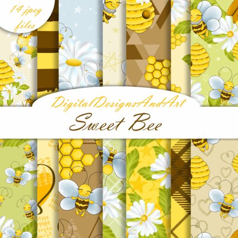 Sweet bee digital paper cover image.