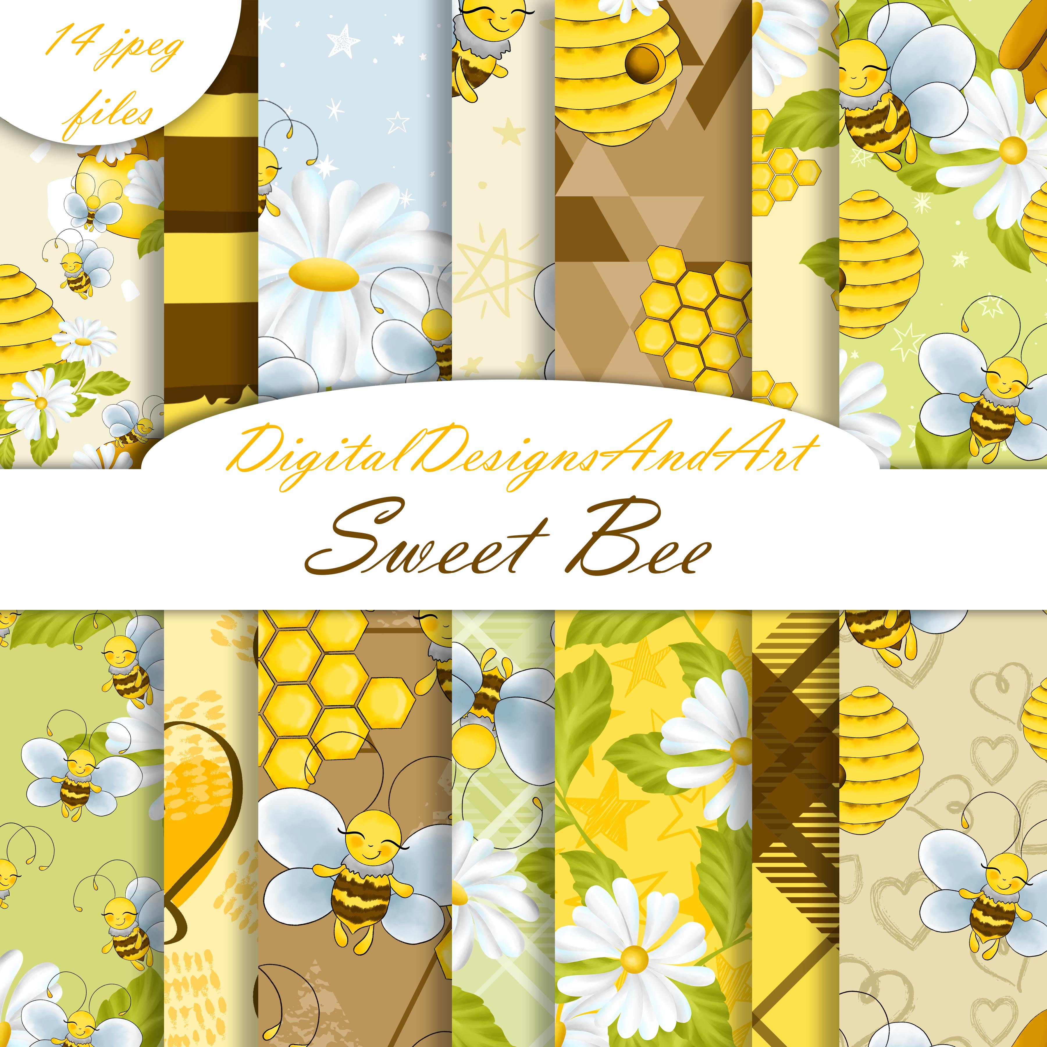 Sweet bee digital paper cover image.