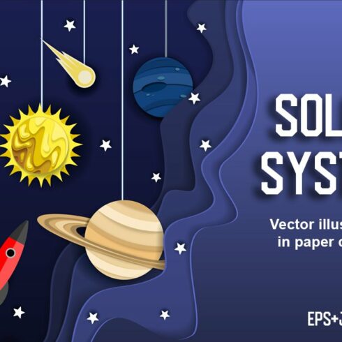 Solar system education poster set cover image.