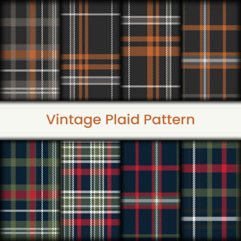 Bundle retro plaid pattern for textile product vector illustration only $11 cover image.
