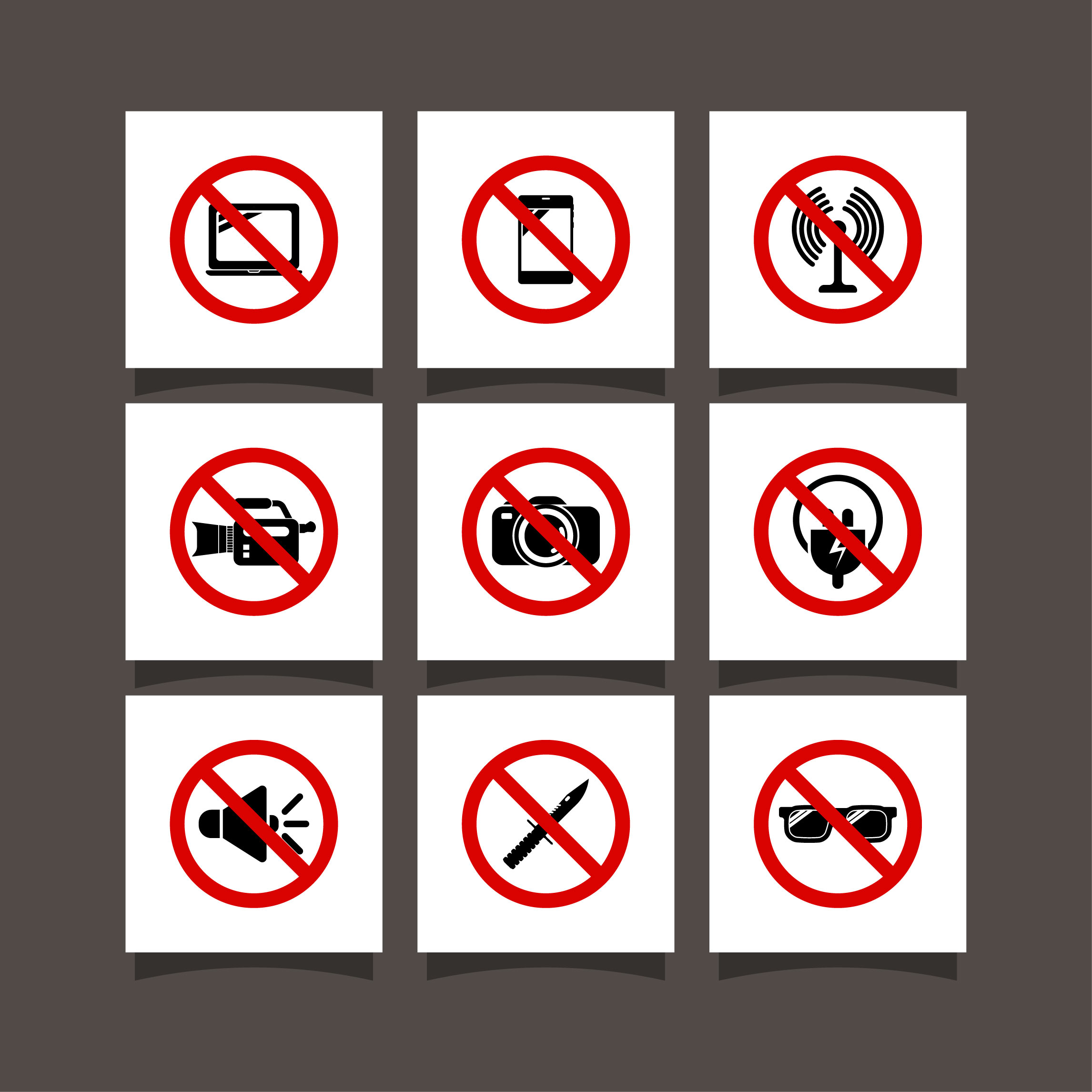 Warning with device icons video sign and symbol graphic design vector illustration only $ cover image.