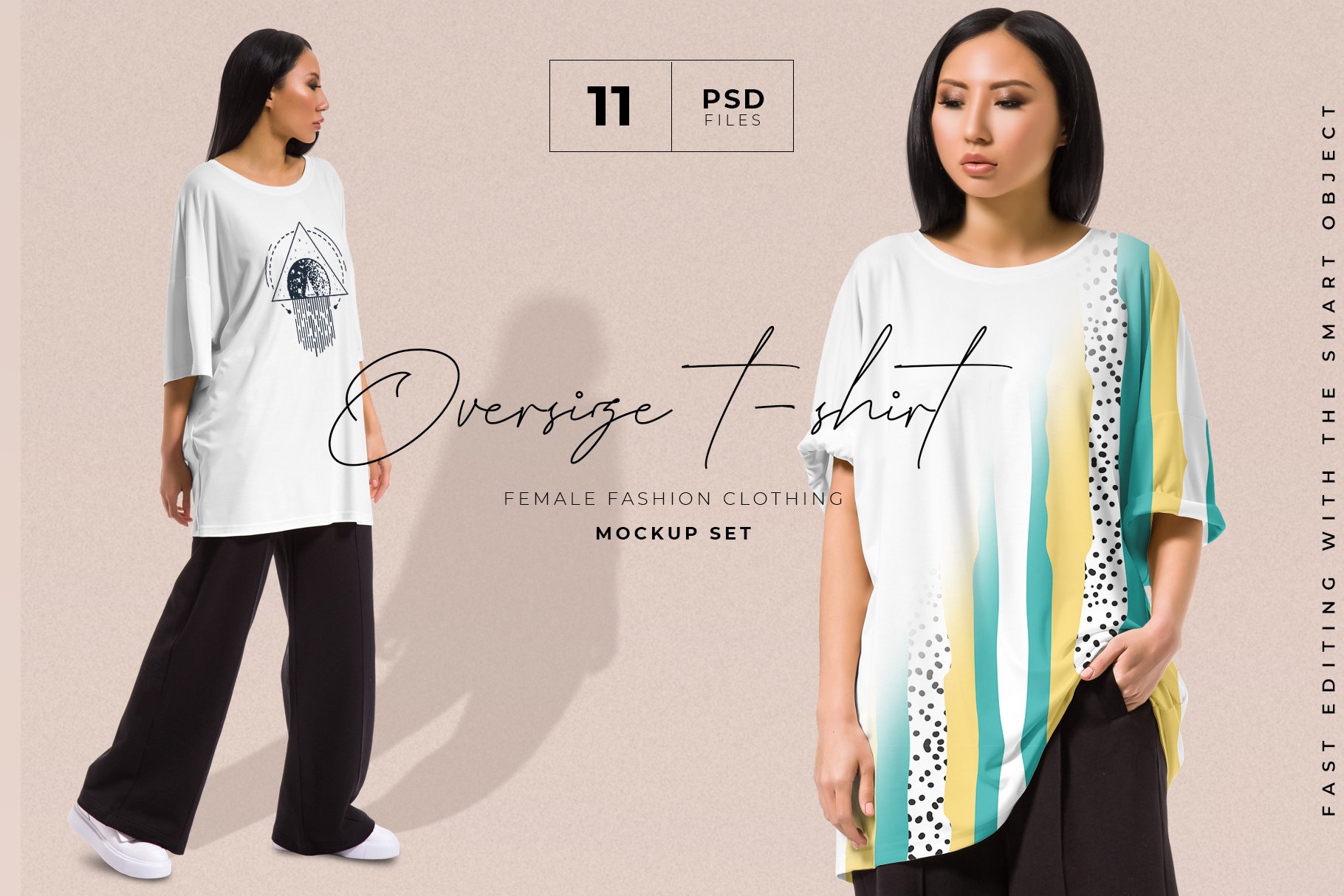 Oversize T-shirt Mockup Women Set cover image.