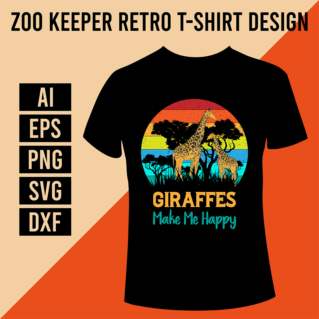 Zoo Keeper Retro T-Shirt Design cover image.