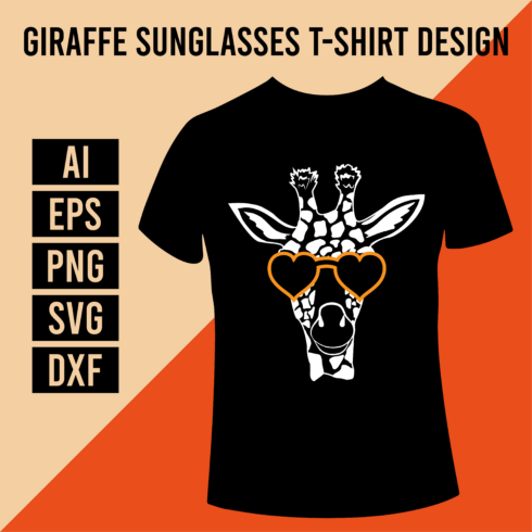 Giraffe Sunglasses T-Shirt Design cover image.