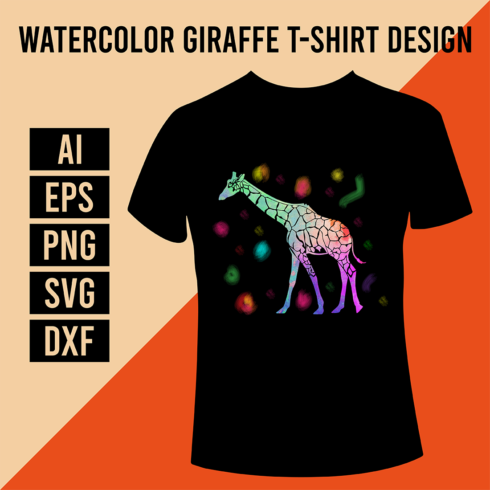 Watercolor Giraffe T-Shirt Design cover image.