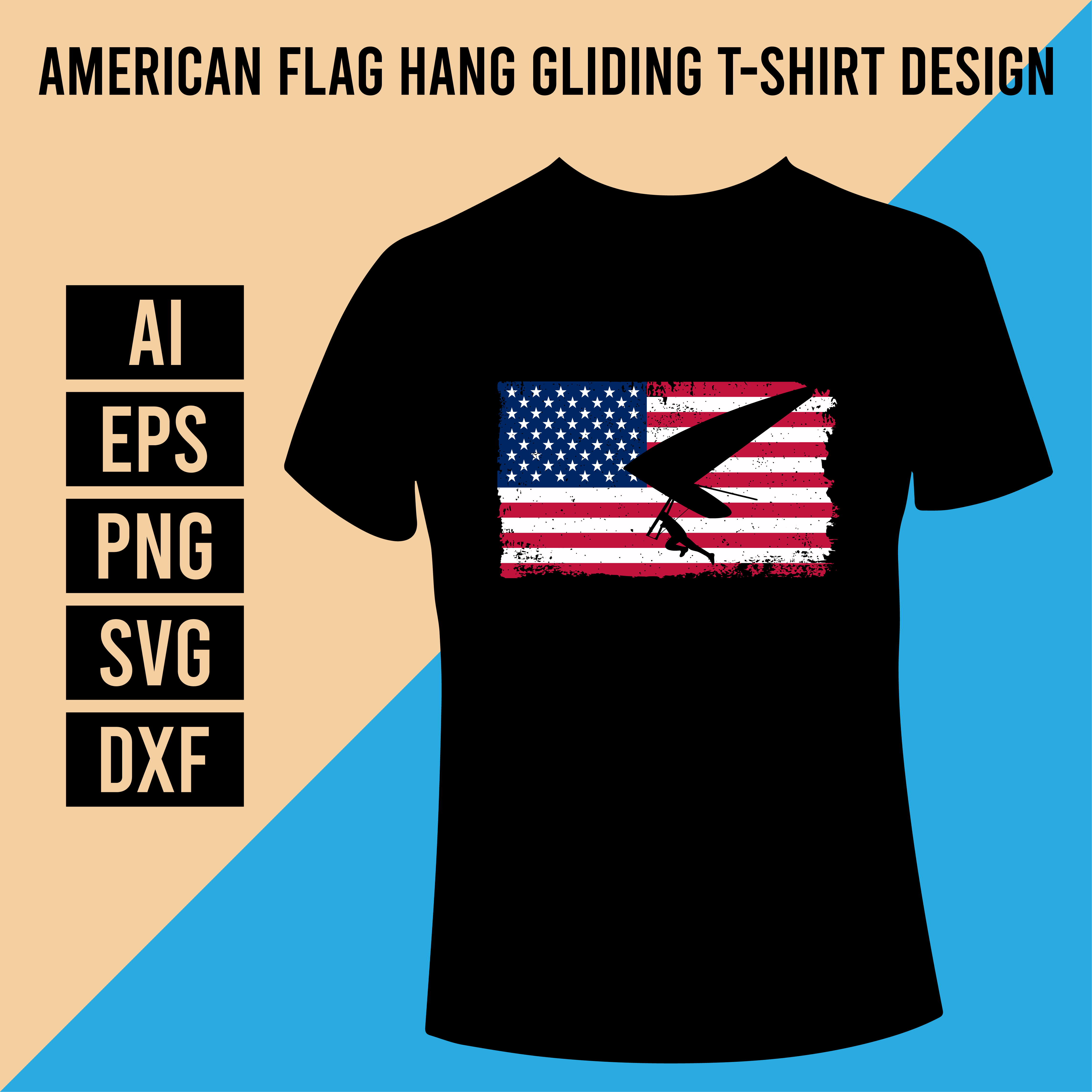 Black shirt with an american flag and a bird on it.