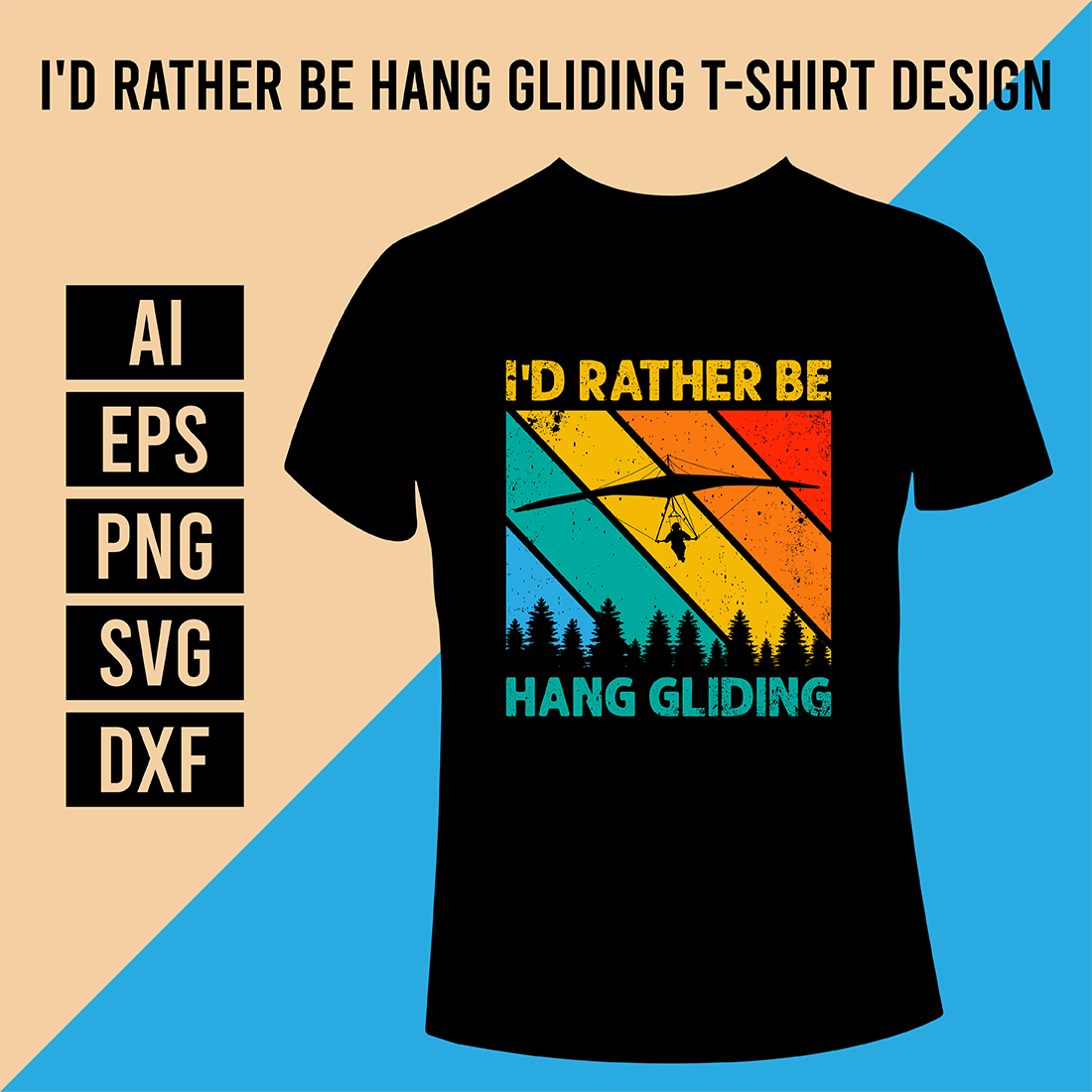 I'd Rather Be Hang Gliding T-Shirt Design cover image.