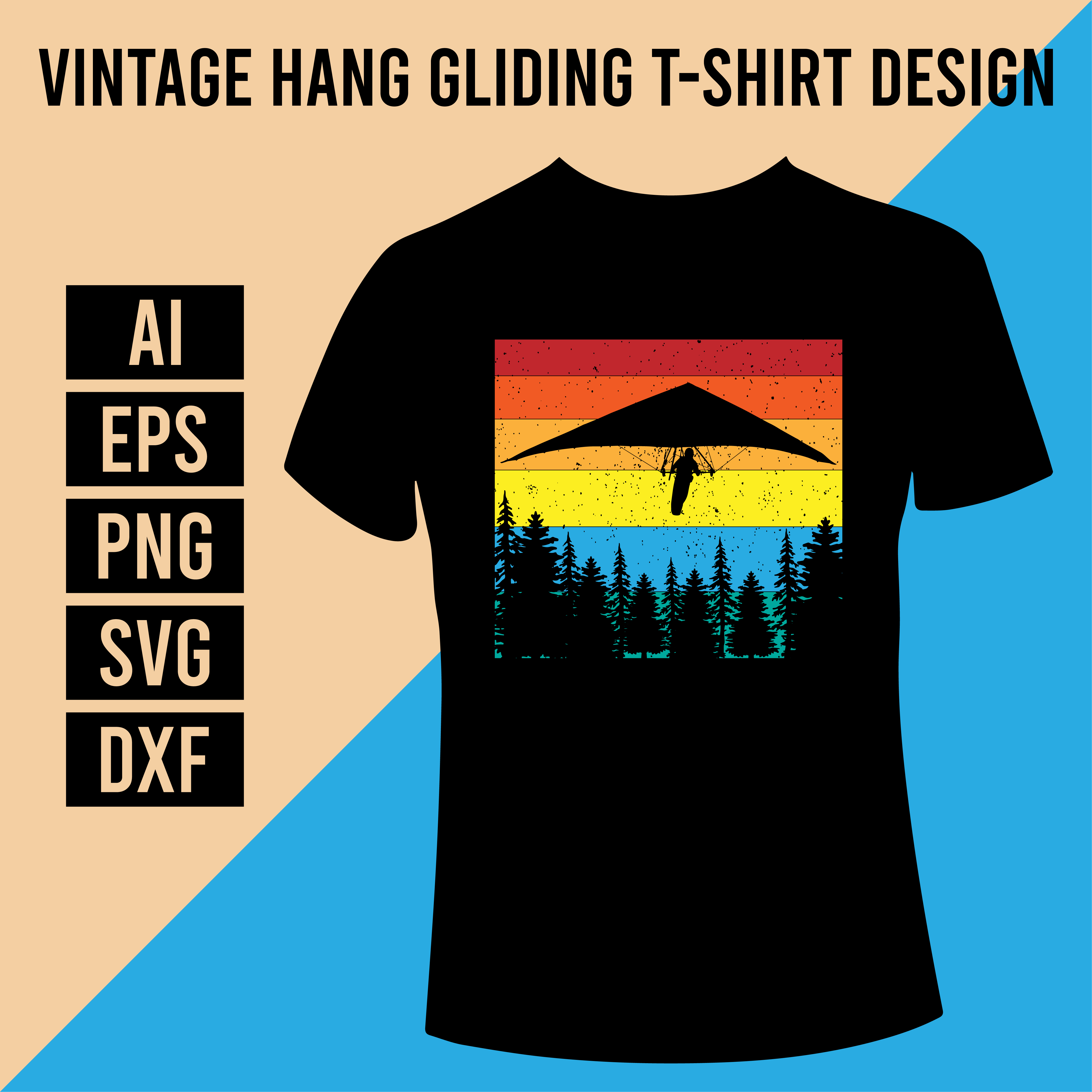 Vintage Hang Gliding T-Shirt Design cover image.