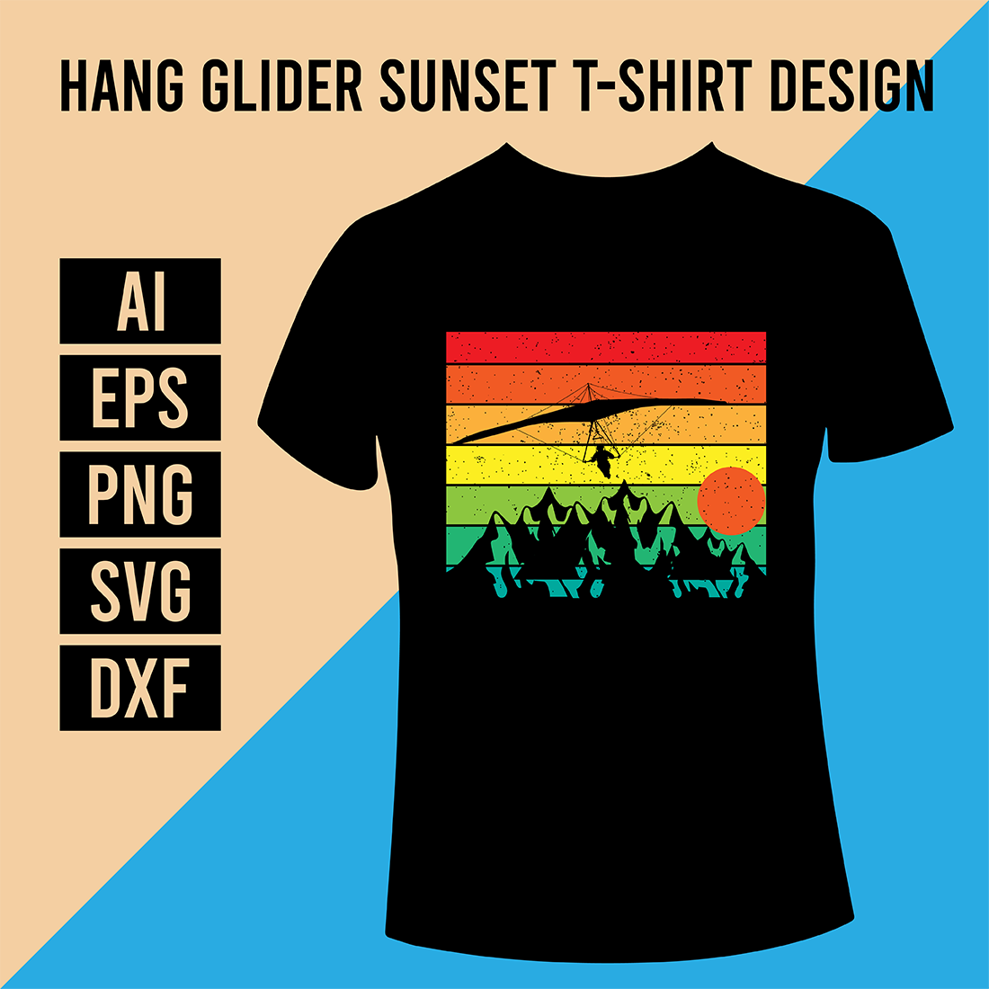 Hang Glider Sunset T-Shirt Design cover image.