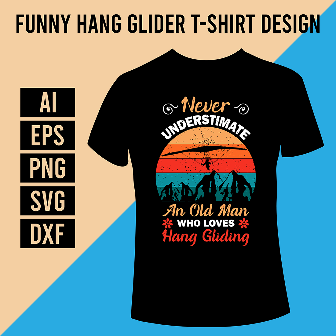 Funny Hang Glider T-Shirt Design cover image.