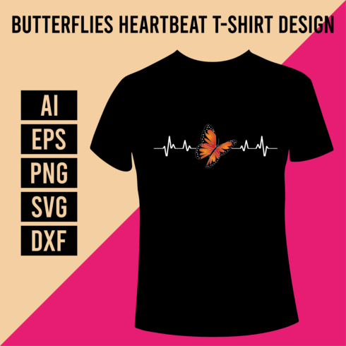 Butterflies Heartbeat T-Shirt Design cover image.
