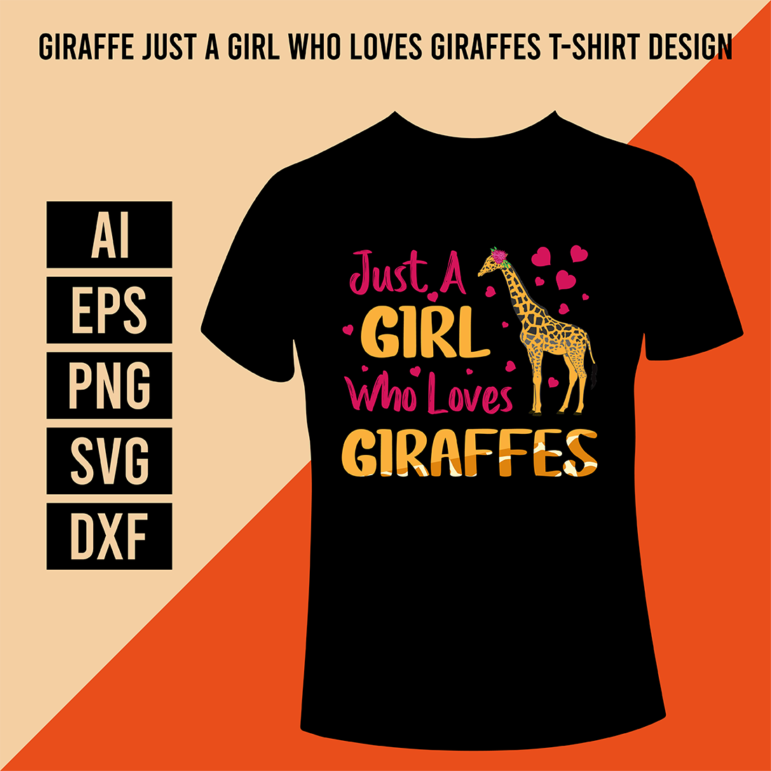 Giraffe Just A Girl Who Loves Giraffes T-Shirt Design cover image.