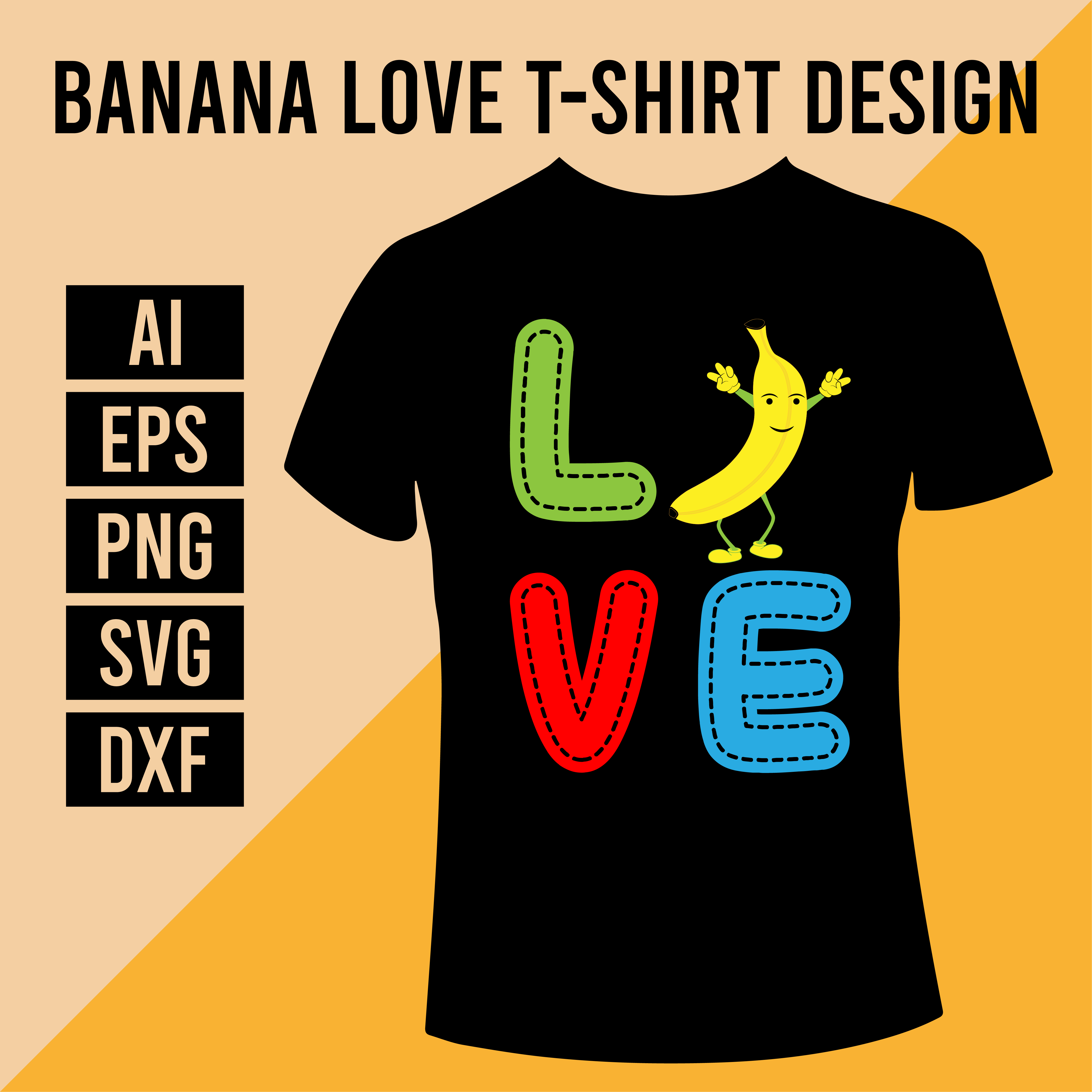 Banana Love T-Shirt Design cover image.