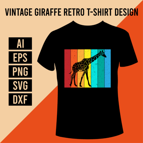 Vintage Giraffe Retro T-Shirt Design cover image.
