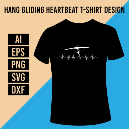 Hang Gliding Heartbeat T-Shirt Design cover image.
