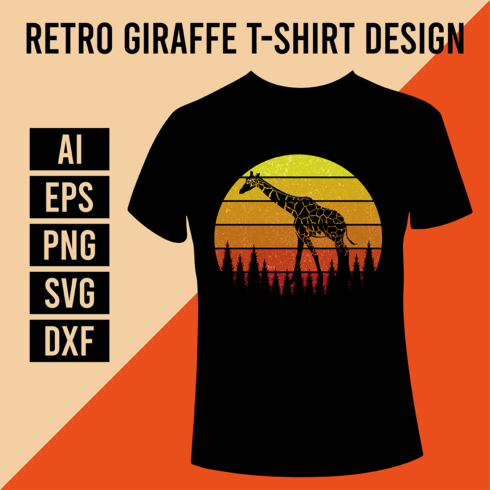 Retro Giraffe T-Shirt Design cover image.