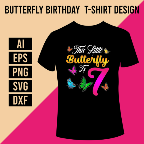 Butterfly Birthday T-Shirt Design cover image.