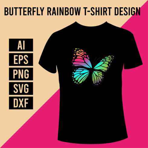 Butterfly Rainbow T-Shirt Design cover image.