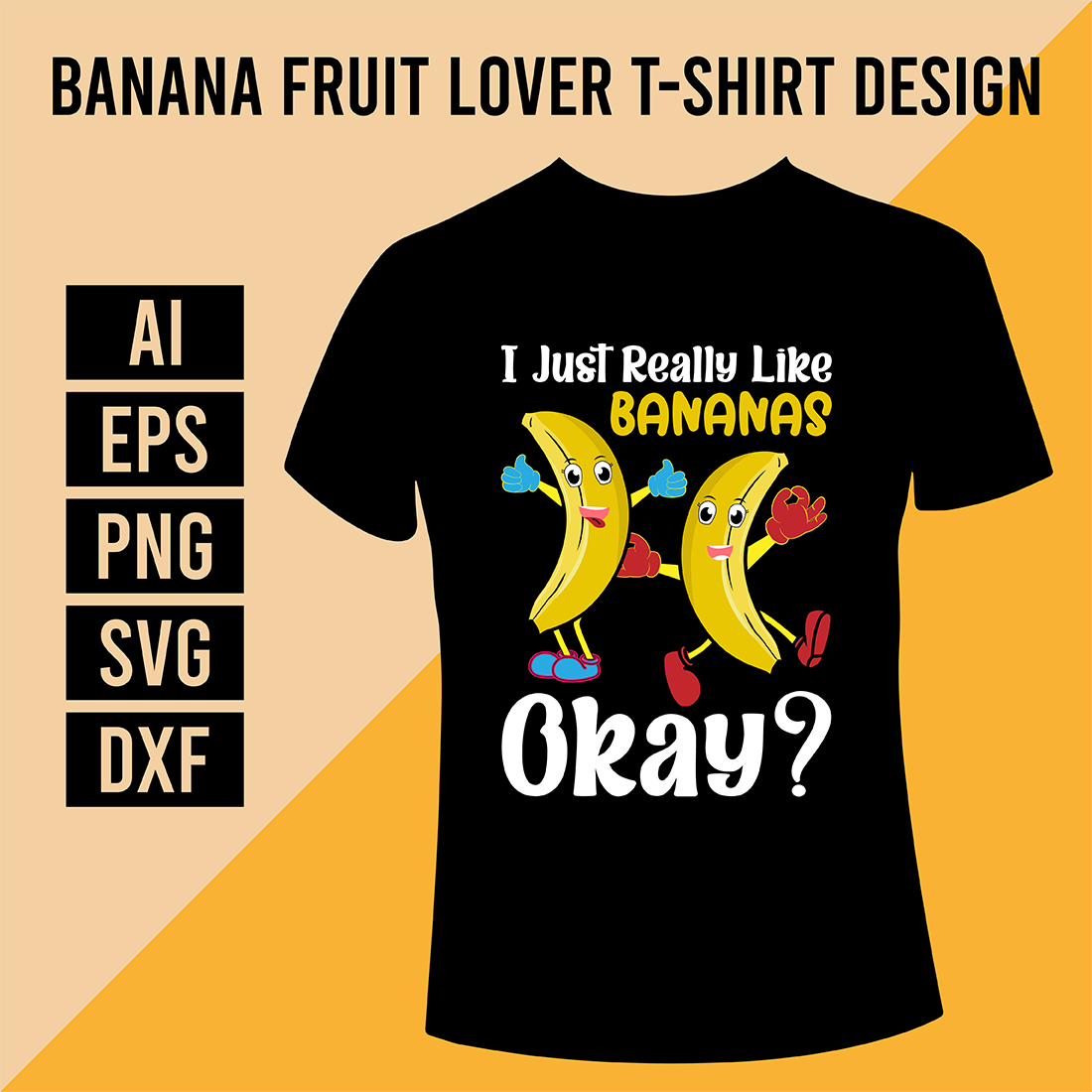 Banana Fruit Lover T-Shirt Design cover image.