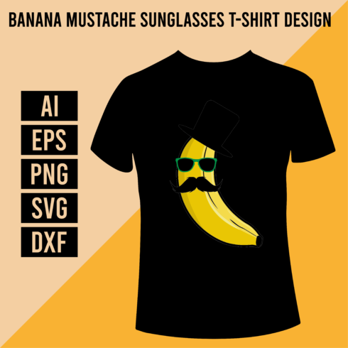 Banana Mustache Sunglasses T-Shirt Design cover image.