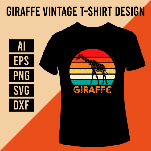 Giraffe Vintage T-Shirt Design cover image.