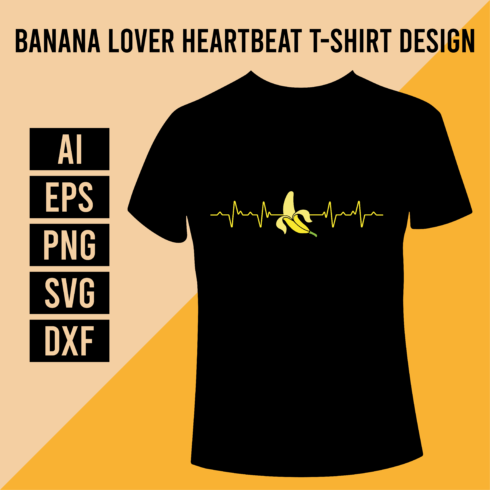 Banana Lover Heartbeat T-Shirt Design cover image.
