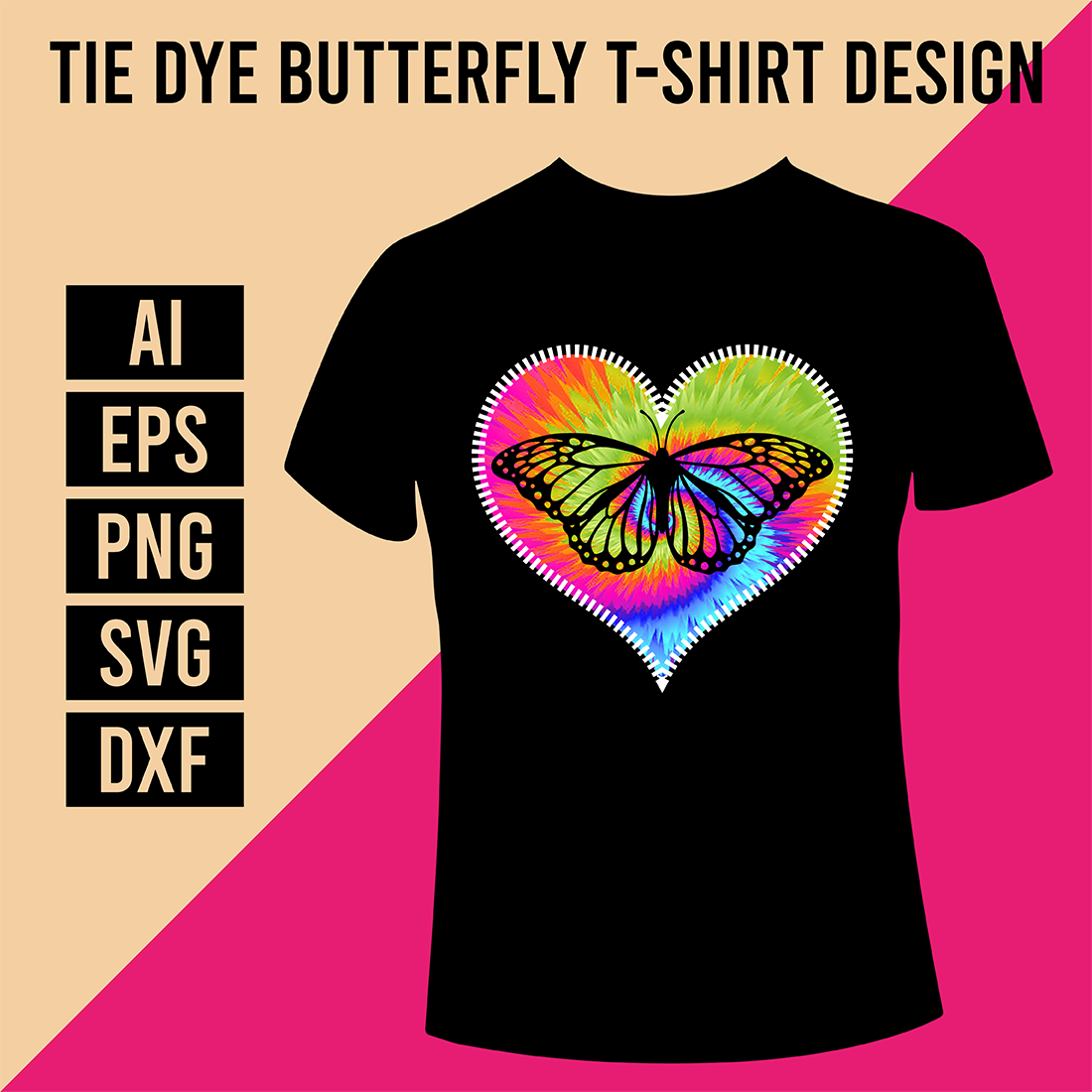 Tie Dye Butterfly T-Shirt Design cover image.
